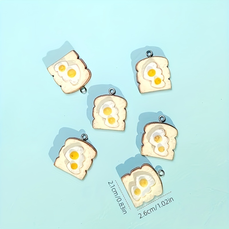 6pcs Poached Egg Decor Bread DIY Pendant For Accessories